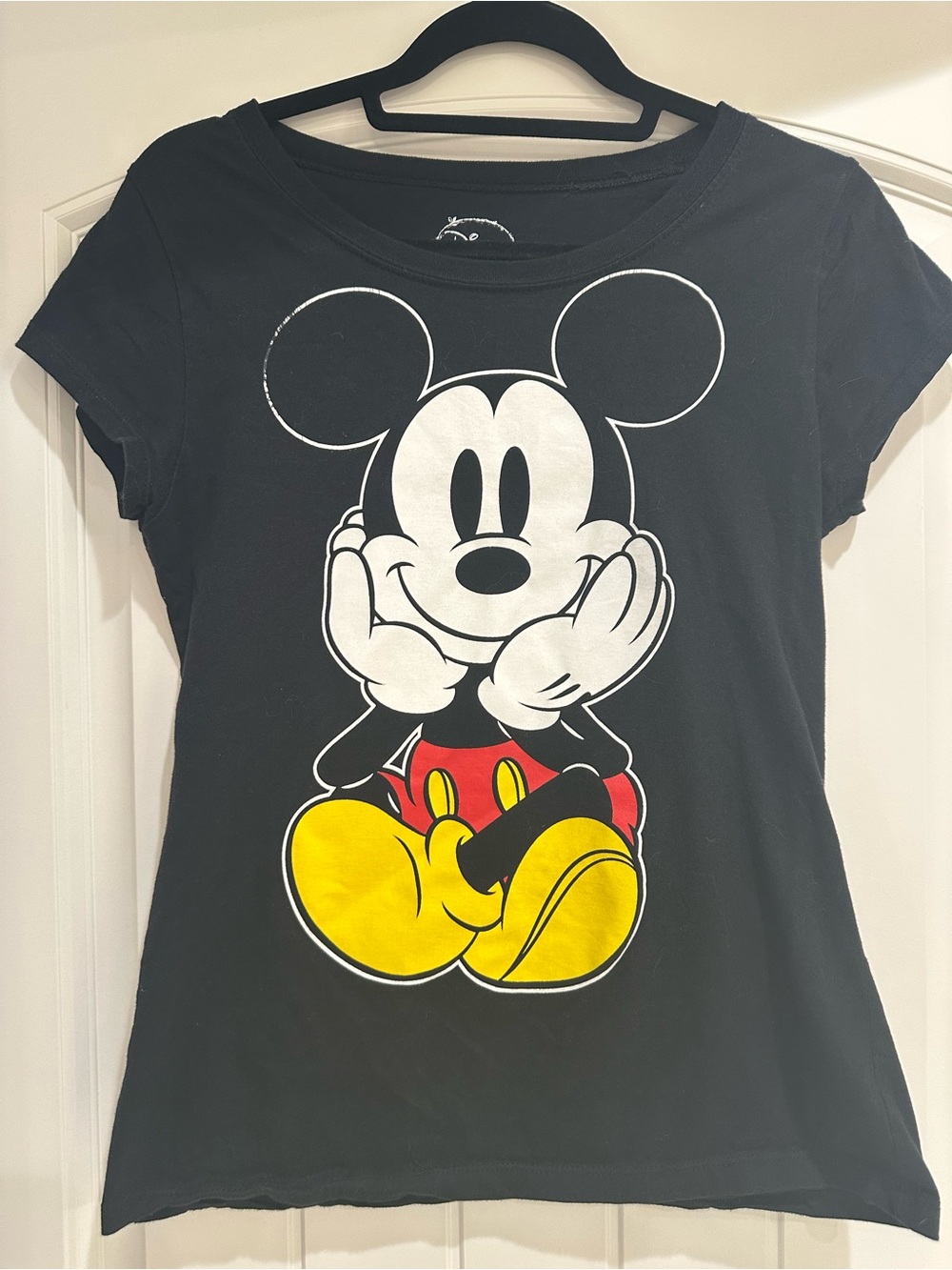 Disney Mickey Mouse Front & Back Graphic Tee Black Women's XL Fitted